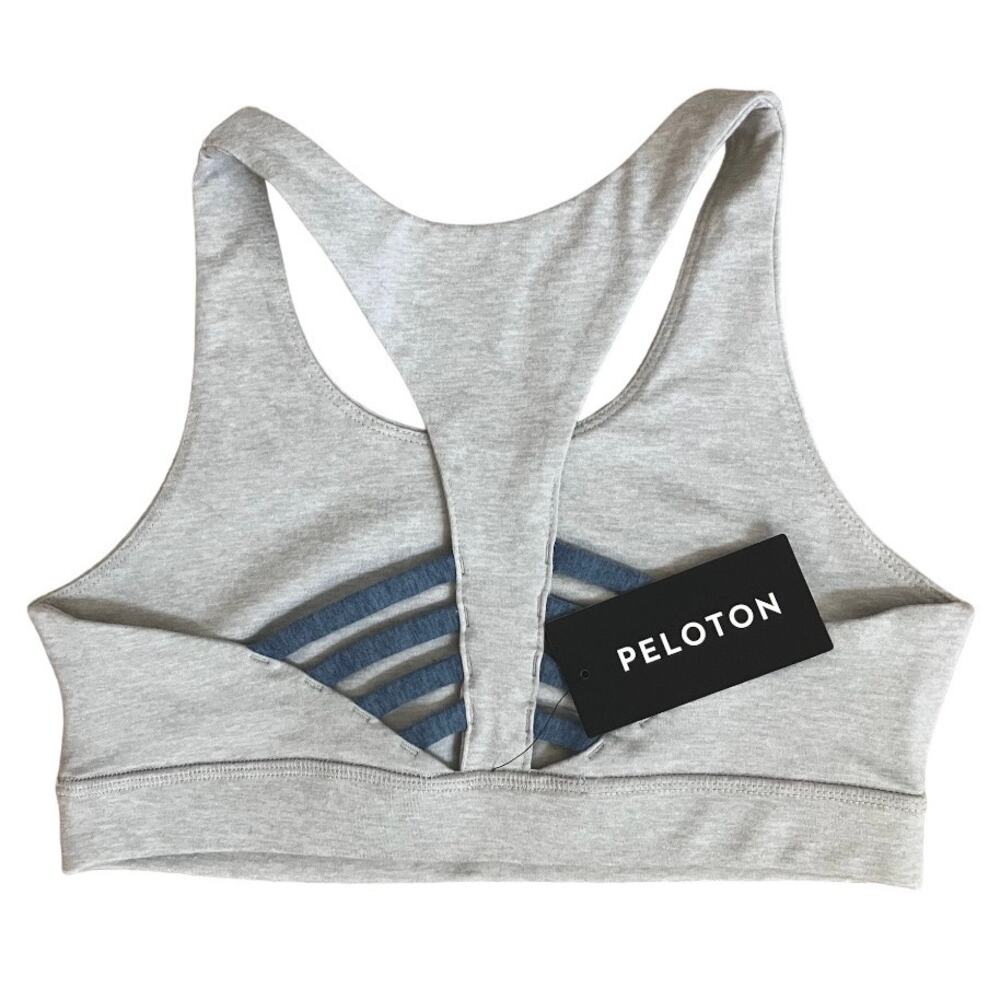New Peloton Light Heathered Gray Strappy Sports Bra Size Small - Picture 4 of 5